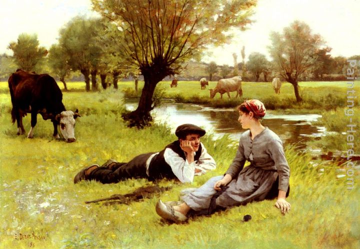 Le Flirt painting - Edouard Bernard Debat-Ponsan Le Flirt art painting